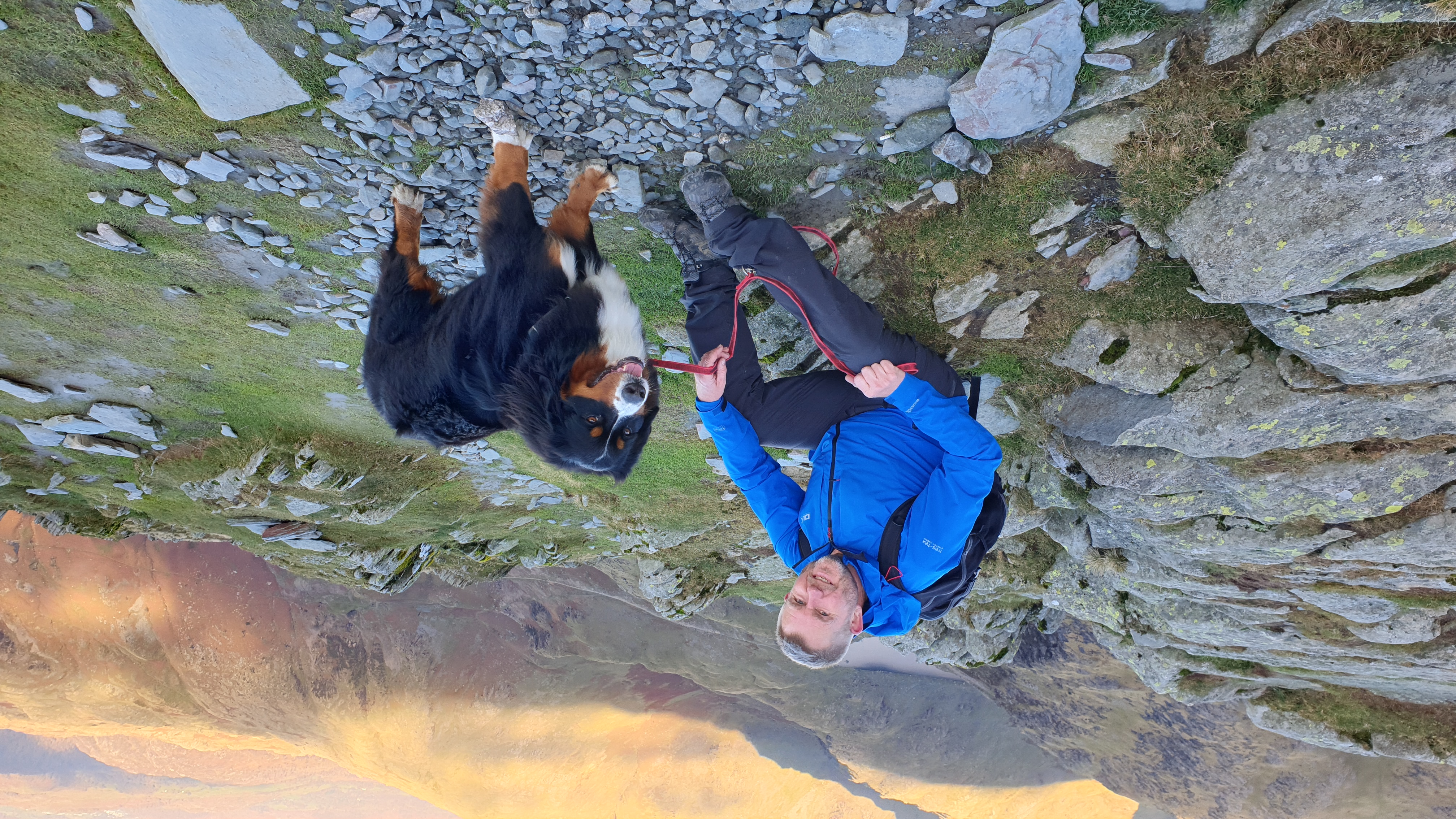 John Wood in the mountains with his dog
